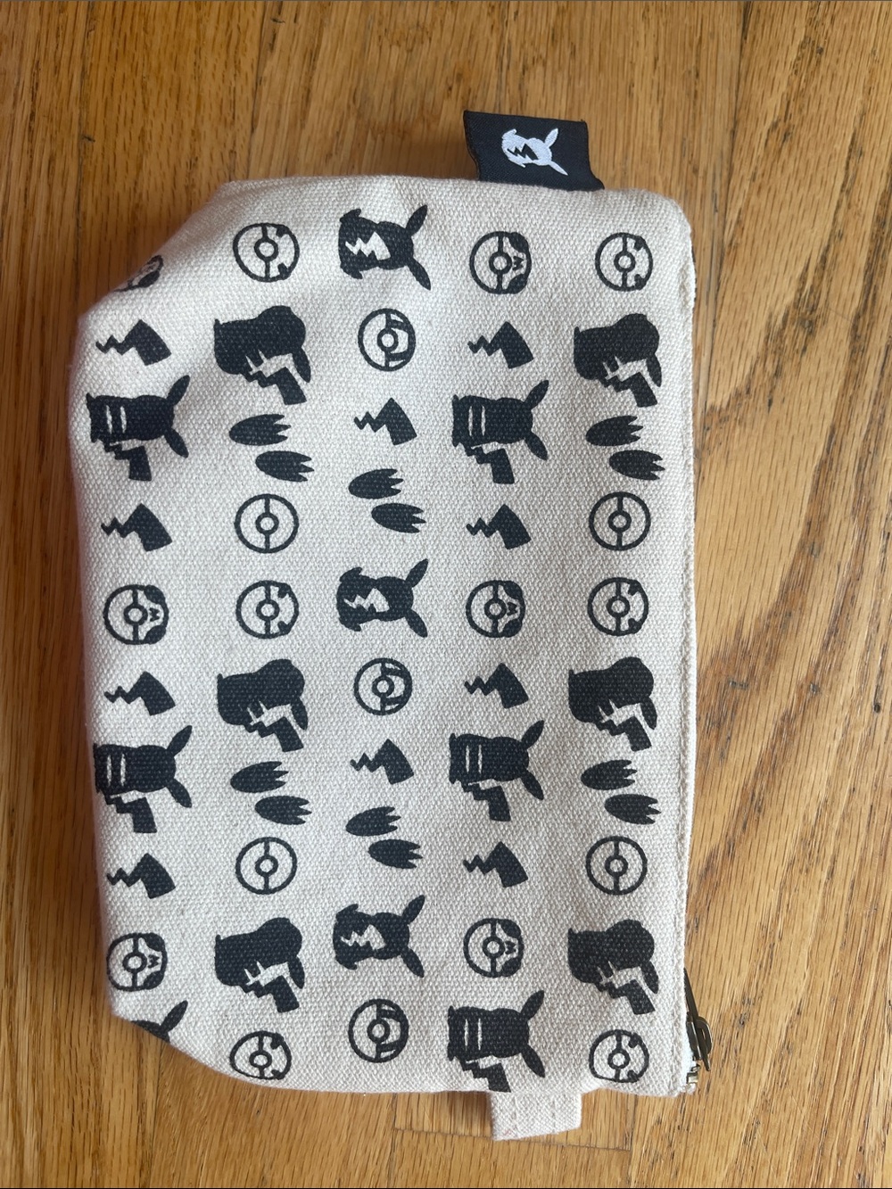 Pikachu Pattern Canvas Pouch - Beige and Black